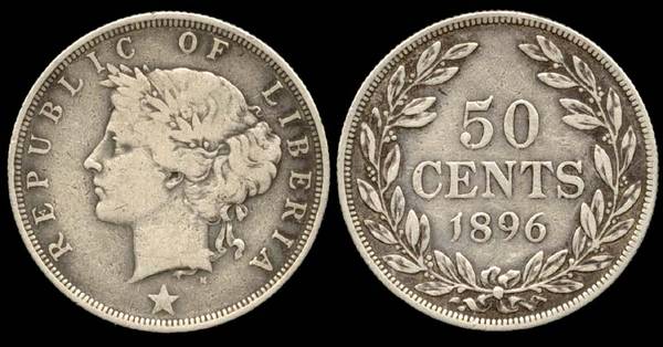 Liberia, 50 Cents, 1896