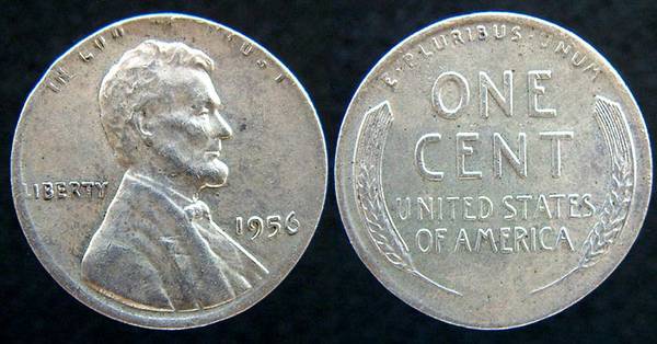 USA - Wheat Cent 1956 on Silver Dime ERROR