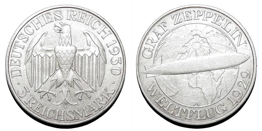GERMANY (WEIMAR REPUBLIC)~3 Reichsmark 1930 A